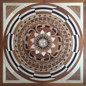 Revêtement de sol en bois naturel noir, mosaïque à motifs, Art déco - Product Image 1