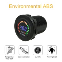 Amomd DC 12/24V Digital LED Medidor de voltaje de coche Medidor redondo monofásico con función de recordatorio de pitido de bajo voltaje