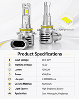 Ampoule de phare LED SFIDA WM20 DC9-30V en alliage de zinc et d'aluminium, refroidissement intégré, Plug and Play, pour voiture, moto, feu antibrouillard