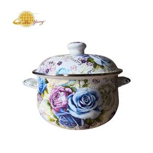 Boyang Pot <span class=keywords><strong>de</strong></span> ragoût <span class=keywords><strong>de</strong></span> <span class=keywords><strong>dinde</strong></span> en émail avec Pot <span class=keywords><strong>de</strong></span> soupe à deux oreilles couvercle en émail <span class=keywords><strong>de</strong></span> fleur différente - Product Image 1