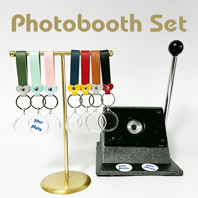 Photobooth Keychain Station Kit Wedding Favor Circle Cutter Custom Maker Guest Leather Keychain Round Acrylic Photo Frame 35mm