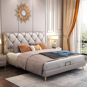 Hậu Hiện Đại Ánh Sáng Sang Trọng 1.8M Vua Kích Thước Da Đôi Giường Trong Đơn Giản Phong Cách Bắc Âu Túi Mềm Giường Cho Phòng Ngủ Chính Nhà - Product Image 4