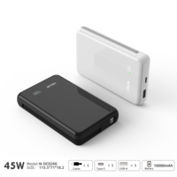 NITIKA 10000mAh 45W PD Power Bank semi-solide, chargeur portable multi-ports à charge rapide avec câble intégré, certifié PSE