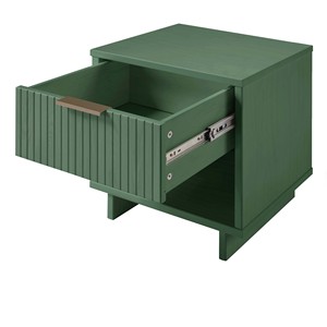 Sage Green Nightstand With Drawer And <b>Open</b> Shelf Under Bed <b>Storage</b> - Product Image 5
