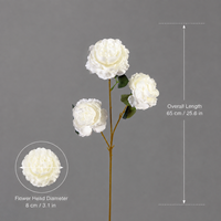 Vente en gros de fleurs artificielles en soie à 3 têtes de pivoine pour bouquet de mariage, décoration de centre de table