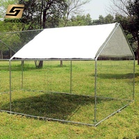Grand poulailler métallique portable avec filets automatisés galvanisés, structure de enclos mobile pour poulets