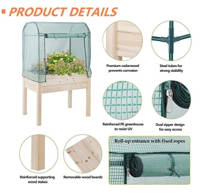 Bac à légumes surélevé en <span class=keywords><strong>bois</strong></span> 2-en-1 avec couverture de serre amovible pour étendre votre surface de culture - Product Image 5