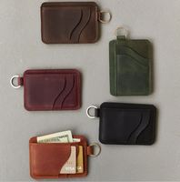 Tarjetero de Cuero Genuino, Porta Llaves con Bloqueo RFID, 4 Pulgadas, Sin Cierre, Diseño Conveniente para Acceso Rápido a Tarjetas