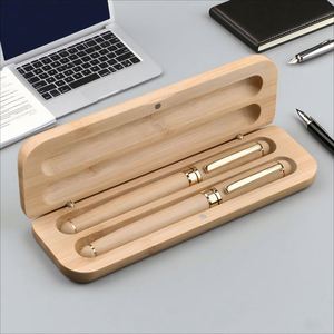 Set de Regalo Ecológico con Logotipo Personalizado - Pluma Estilográfica de Bambú y Bolígrafo con Logotipo Grabado, Regalo Personalizado - Product Image 6
