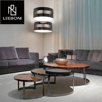 Centre de table de salon haut de gamme milieu du siècle moderne rond en bois prix de gros ensemble de tables basses de luxe