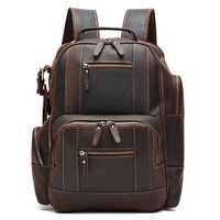 Sac à dos vintage en cuir véritable pour hommes, sac à dos pour ordinateur portable 15,6 pouces, sac à dos de voyage et de camping 24L