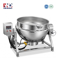 Marmite chauffante électrique à agitation planétaire et à double enveloppe vapeur inclinable avec grattoir pour sauces chili et aliments à haute viscosité 500L
