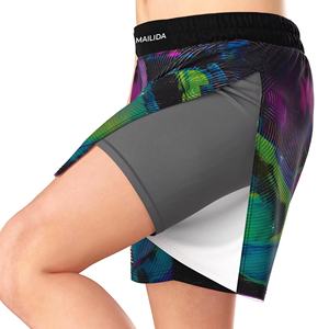 Мужские спортивные шорты 2-в-1 с высоким разрезом, компрессионные, для бразильского джиу-джитсу и ММА, с подкладкой, цветные, для фитнеса и тренировок, хит продаж в США - Product Image 2