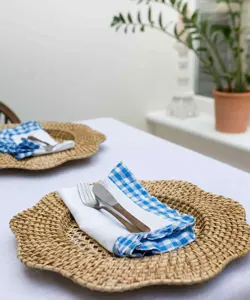 New Design Bohemian Style Eco-Friendly Round Flower Brown <b>Rattan</b> <b>Placemat</b> Charger Handwoven for Dining Table Made in Vietnam - Product Image 2