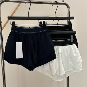 Shorts Deportivos de Cintura Alta, Anti-Transparencia, de Secado Rápido, Cintura Elástica, Ajuste Ceñido, Transpirables, para Correr al Aire Libre, Yoga, con Letras Decorativas - Product Image 2