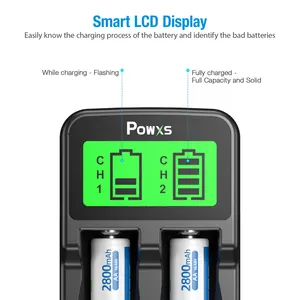 Cargador de batería LCD Universal 18650 para batería recargable de iones de litio de 3,7 V 18650 18490 18350 17670(RCR123) 14500 baterías de litio