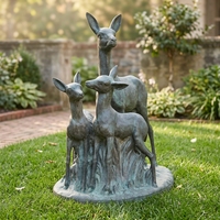 Statue de cerf et de ses faons en bronze antique de haute qualité, finition patinée, pour jardin extérieur