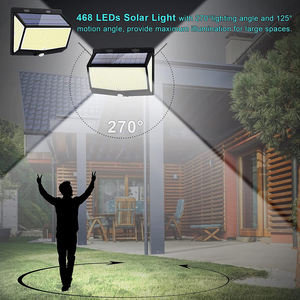 Lámparas Solares de Pared con Sensor de Movimiento para Exteriores, 468 LED, IP65, 3 Modos, Resistentes al Agua, para Jardín, Patio, Balcón - Product Image 3