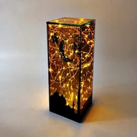 Lampe LED en verre sculptée à la main, forme géométrique unique, ornement doré, vente en gros d'usine, exceptionnellement économique