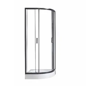 浴室门用淋浴钢化门玻璃黑色淋浴房扇形简单淋浴房