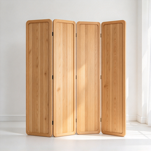 Panel Separador de Habitaciones Plegable de Madera, Biombo de Cuatro Pliegues para Privacidad en Sala de Estar o Dormitorio - Product Image 1