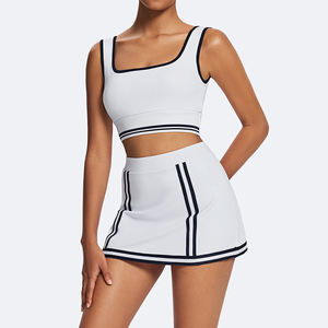 महिला खिलाड़ी रंग-ब्लॉक टेनिस खिलाड़ी रंग-ब्लॉक की टेनिस स्कर्ट गोल्फ फिटनेस स्पोर्ट्स सेट के साथ महिला सेट स्पोर्ट्स ब्रा - Product Image 6