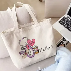 Sac à bandoulière en toile personnalisé pour stéthoscope, motif cœur, pour femme, idéal pour le voyage, avec nom personnalisé, pour médecin - Product Image 4