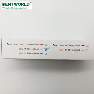 Blue <span class=keywords><strong>dental</strong></span> straight shape articuling bite paper supply double sides strips sheet carta articolata - Product Image 6