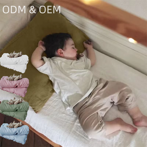 Protector de cama impermeable de lino y algodón para recién nacidos con juego de almohada con nudo, ropa de cama trenzada para <span class=keywords><strong>cuna</strong></span> de bebé para uso doméstico, ropa de cama para niños - Product Image 6