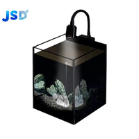 Akuarium Ikan Angelfish Sudut Kanan Ultra Jernih Modern JSD Latar Belakang Hitam 93% Transmisi Cahaya Kotak Lampu LED Ruang Belajar Kamar Tidur Meja
