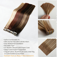 Extensions de cheveux adhésives sans couture de haute qualité, blond platine, cheveux vierges européens bruts, provenant de donneurs, pour revendeurs