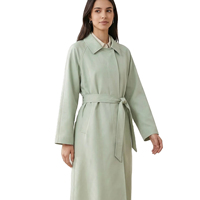 Manteau Trench Femme Printemps Nouvelle Collection Élégant pour le Bureau et les Trajets Quotidien, Coupe-Vent OEM ODM 100% Coton Anti-Plis Vert Blé