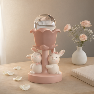 Paar-Hasen Tischdekoration mit Kristallkugel und Blume zur Raumdekoration Hochzeitsgeschenk - Product Image 3