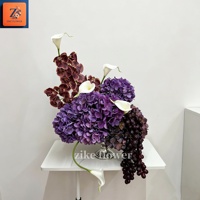 Centre de table de mariage élégant personnalisé, arrangement floral artificiel d'hortensias et de lys calla violets, décoration florale pour événements et fêtes
