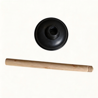 Vente directe usine en gros – Déboucheur WC manuel écologique, flexible, mini, durable en TPR+bois, noir/rouge, modèle 8359