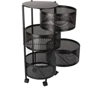 Rotating Shelf 360 Degree Baskets With Wheels Fruit Multipurpose 3/4/5 -tier Kitchen Vegetable Metal Storage Rack