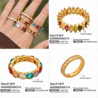 Ensemble de bagues de couple plaquées or avec pierres précieuses multicolores, alliance cocktail et alliance éternité, bijoux statement pour homme et femme