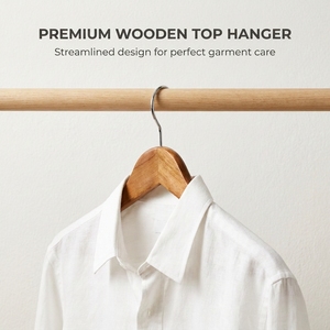 Cintres en bois massif pour chemises et robes avec encoches en U, cintres fins en bois naturel avec crochet pivotant à 360°, vente en gros - Product Image 3