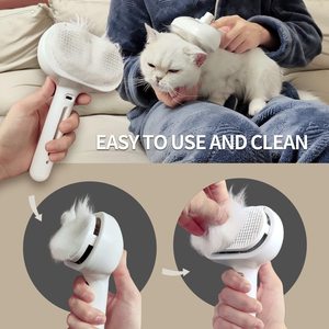 New Dog Cat Stainless Steel ABS <b>Battery</b> Powered 3 in 1 Portable Electric Spray Steam Pet Hair Removal Brush for Small Animals - Product Image 3