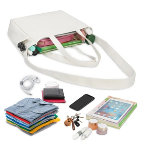 Sac fourre-tout en toile recyclée écologique surdimensionné imprimé de logo personnalisé Sac à provisions long en coton de sublimation polychrome cadeau - Product Image 3