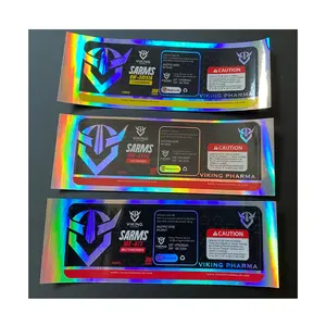 Produk Penjualan Laris Label Paket Obat Kustom Baru Stiker Tablet Holografik Perekat Kuat untuk MK-677