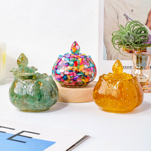 卸売り 天然水晶 さざれ石 ドリップレジン 蓮 ボウル アメジスト シトリン ジュエリーコンテナ 茶筒 - Product Image 6