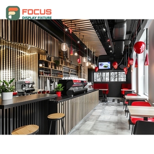 Durable Cafe Service Counter Tempered Glass Front Syrup Bottle Display Area Roastery Service Counter - Product Image 1