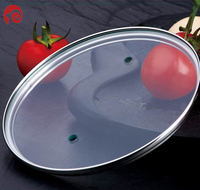 Tutup Panci Kaca Temper Datar Tipe G dengan Bingkai Stainless Steel Tahan Lama, Tahan Panas, Transparan, Ramah Lingkungan untuk Panci dan Wajan