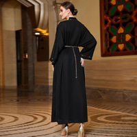 Abaya ample faite à la main avec perles, style kaftan à manches chauve-souris, convient aux grandes tailles, sans doublure, coupe ample, noir