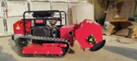 Broyeur forestier industriel robuste à moteur diesel, télécommandé, largeur 120 cm, 23 CV, coupe-herbe 45 °   Tondeuse à fléaux sur chenilles