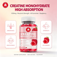 Gummies de créatine monohydrate à absorption élevée, saveur framboise, 60 unités, pour la force et l'endurance musculaire, marque privée OEM, personnalisables