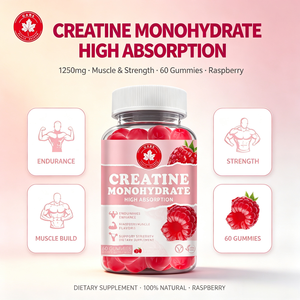 OEM PrivateLabel Creatine Monohydrate Gummies High Absorption Raspberry 60 Countfor Muscle Strength Endurance Custom - Product Image 1