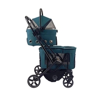 Poussette légère de luxe pour animaux de compagnie pliable grande double couche confortable chariot étanche pour petits chiens 360 vue chien de luxe