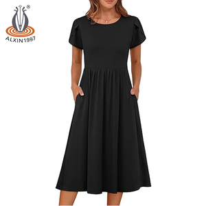 Abiti estivi Alxin da donna manica corta a-line abiti da t-shirt floreali Casual prendisole da spiaggia con tasche - Product Image 2